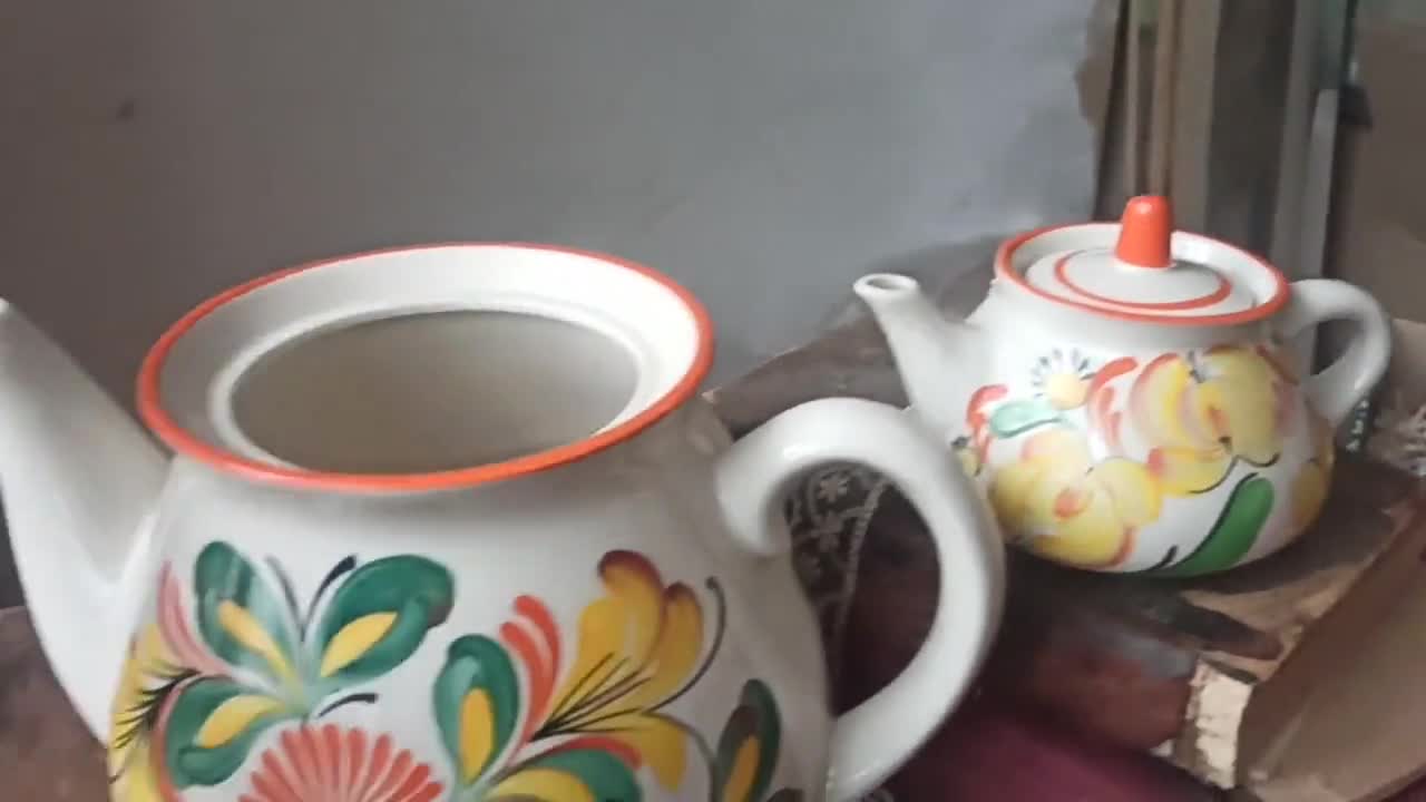 花柄ペトリキフカデザインの陶器製ヴィンテージティーポットセット