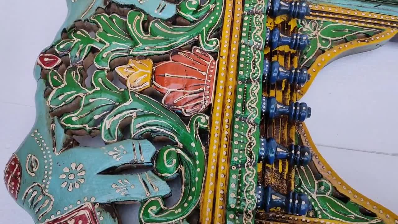 Hand Carved Mango Wood Jharokha Frame: Indian Wall Decor (26.5x20x5 inches) video poster
