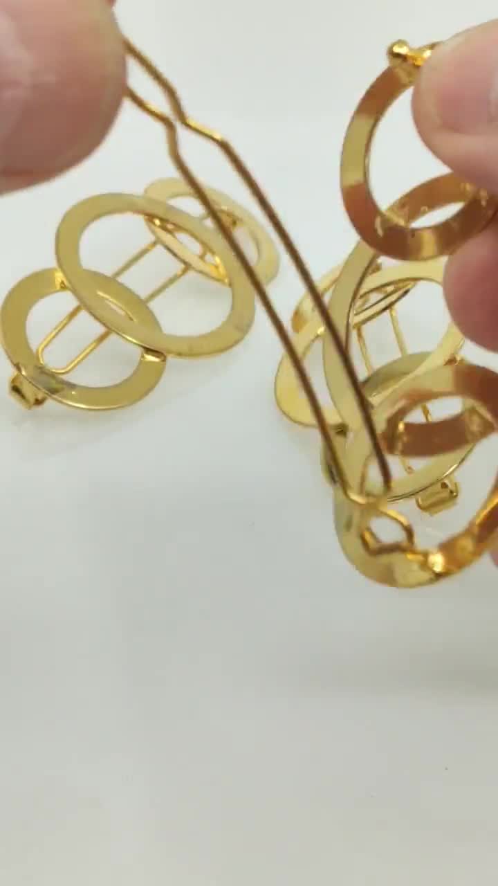 Pack of 3 hair clips 60s hair clip geometric design barrette pinup girl style minimal boho chic hair 70s 80s hair accessory video poster