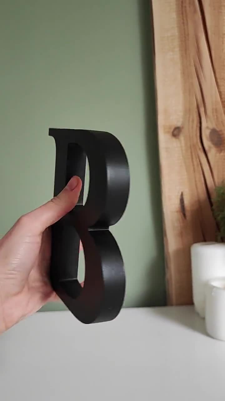Freestanding Letters Painted Black, Custom Wood 3d Block Letters,  Decorative Initials Desk Decor, Large Wooden Stand Alone Accent Letter R 