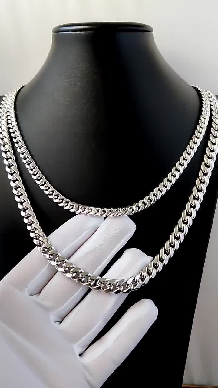 10K 本物のホワイト ゴールド マイアミ キューバン リンク チェーン