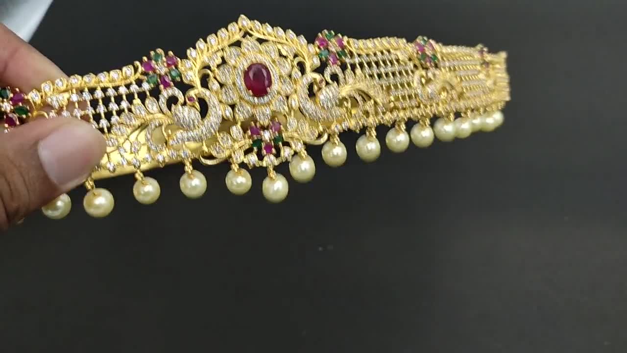 Adult Size India Hip Belt/gold Waist Belt/cz Vaddanam/ruby Hip Belt/one  Gram Gold Kamar Band/saree Gold Belt/peacock Bridal Wedding Hip Belt -   Canada