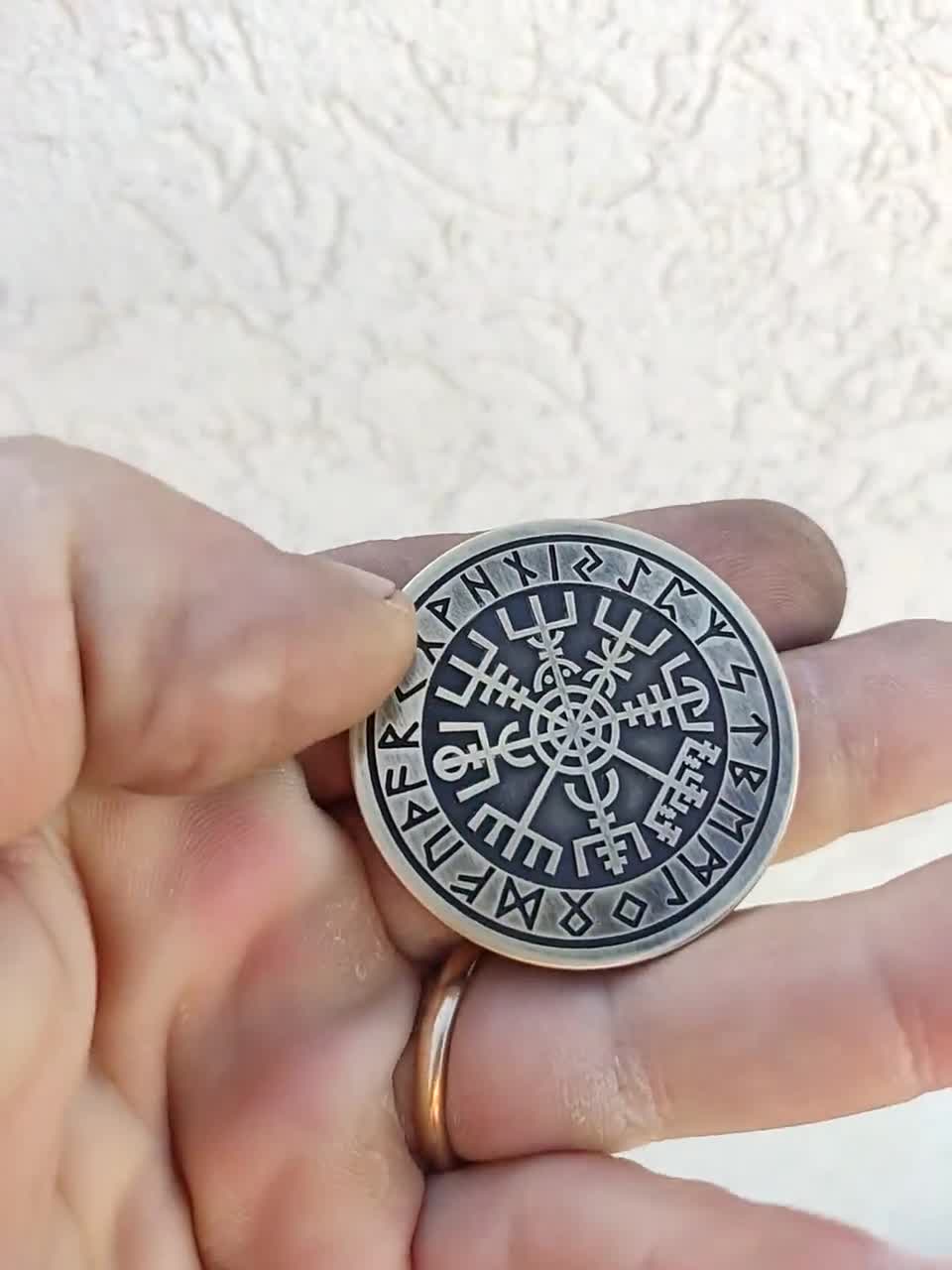 Vegvisir - Viking Compass - EDC Brass Worry / Challenge Coin - Life Wisdom  - Haptic Stress Relief - Custom made