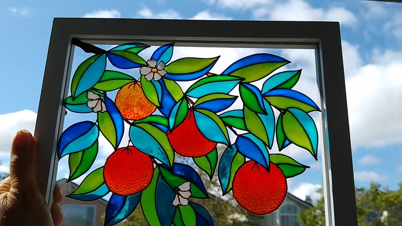Wildflowers 11x9 Glass Painting Sun Catcher Stained Glass Glass