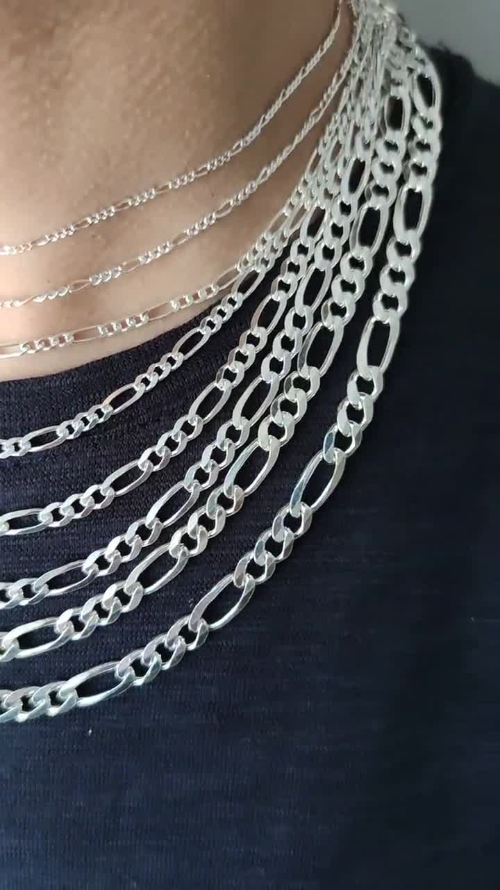 スターリングシルバーのフィガロチェーン：ペンダント用ハンドメイド
