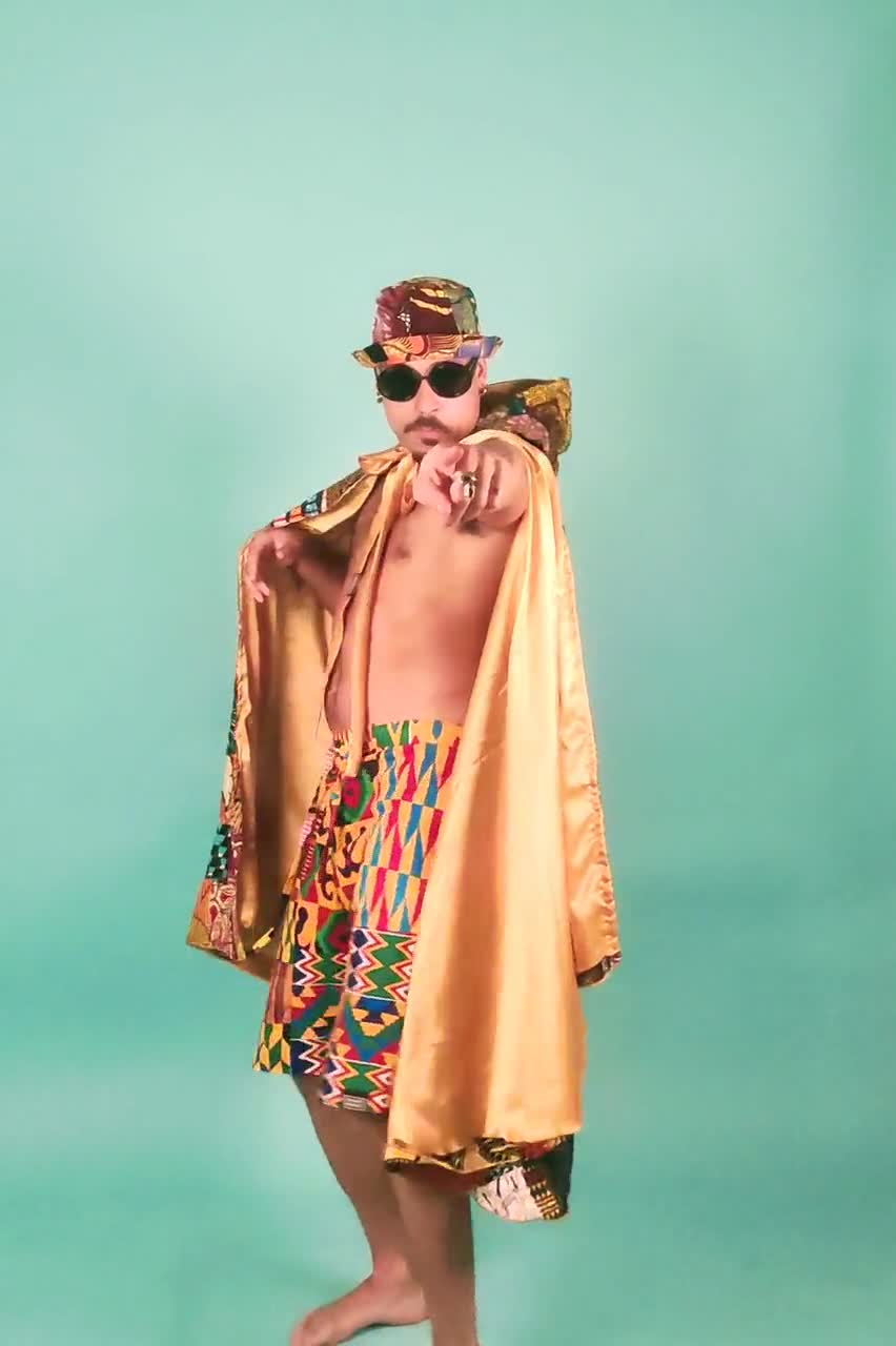 Colourful Patchwork Cape, African Print Cloak, Satin Festival Cape