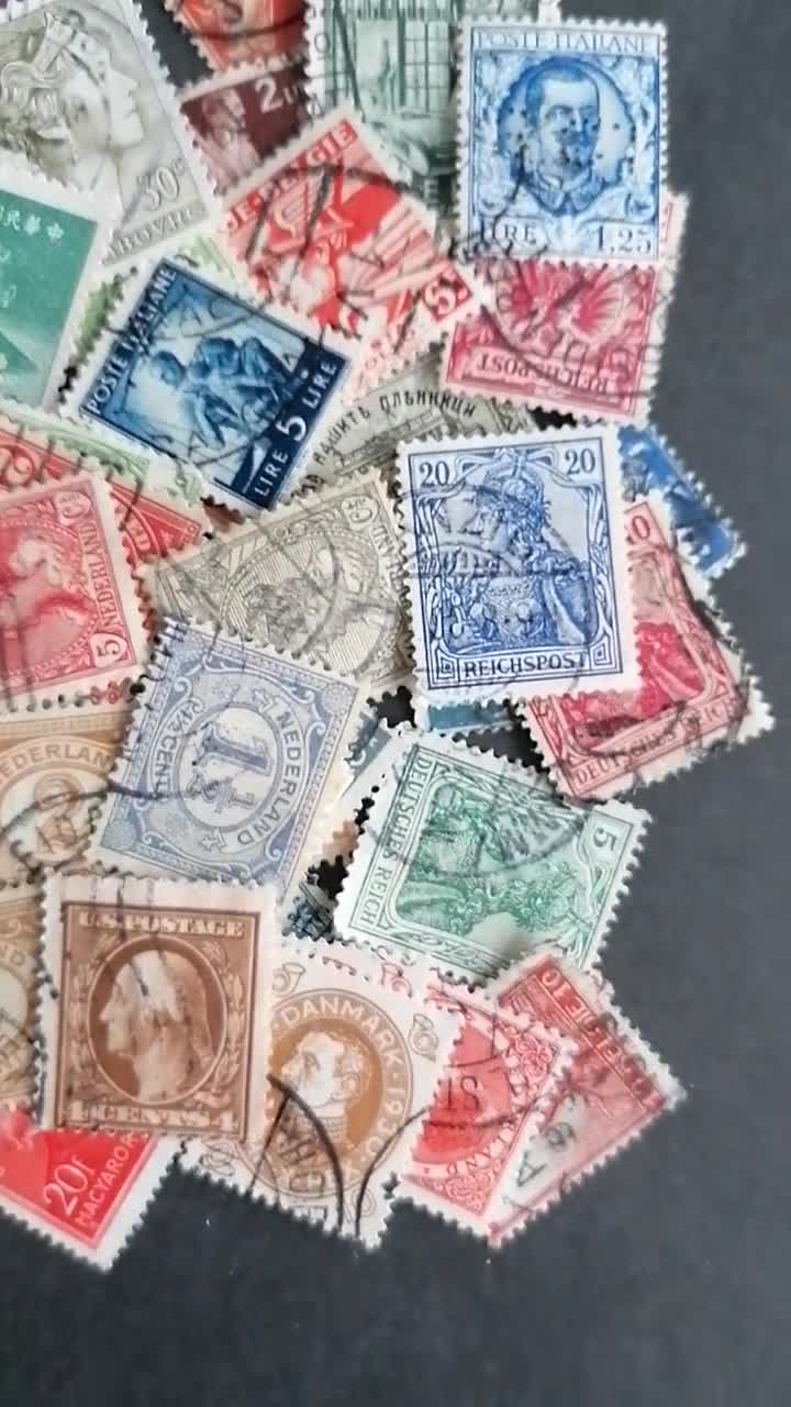 Anciens timbres-poste internationaux vintage sur papier x75 pour fournitures  de revues indésirables / philatélie / philatélie -  France