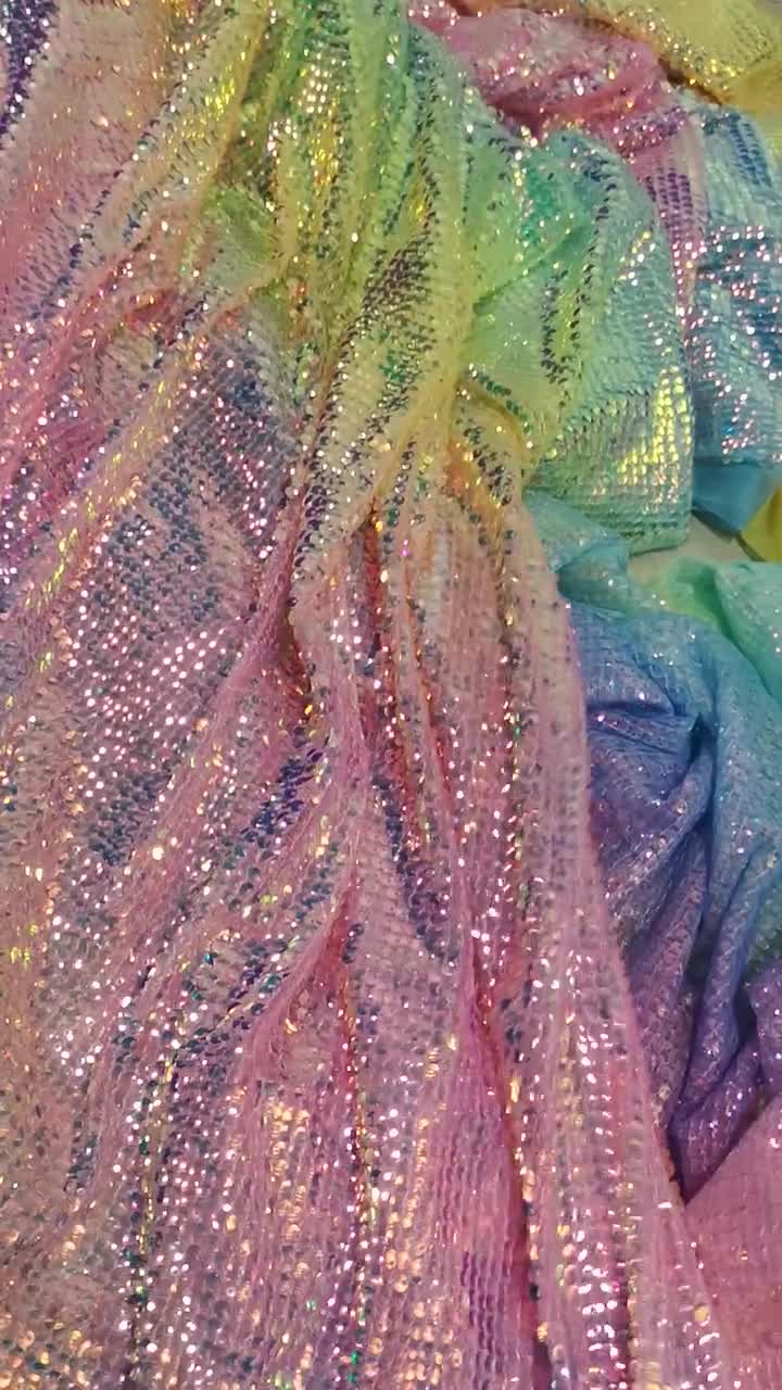 1x1.6 Yards Hologram Iridescent Stretch Fabric 2 Way Stretch Rainbow  Sparkly Polyester Striped Reflective Fabric by The Yard Mermaid Fabric for  DIY Clothing Crafting Decoration 