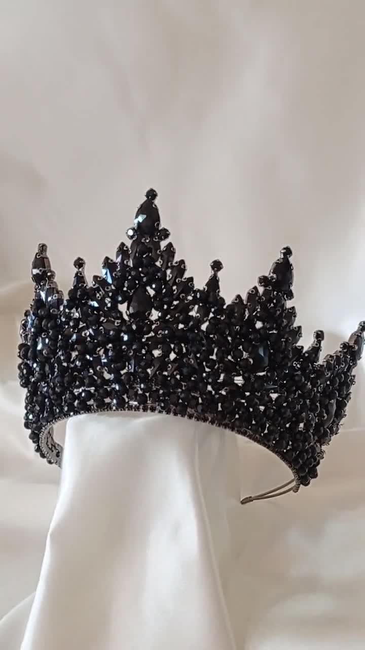LissKiss Black With Diamante Crystals Crown - Black Embellished