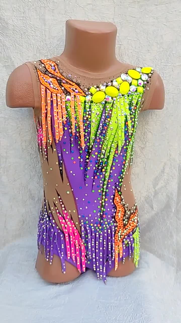  Rhythmic Gymnastics Clothing Professional Female Competitive  Stage Performance Design Children (Purple,3-5T) : Clothing, Shoes & Jewelry