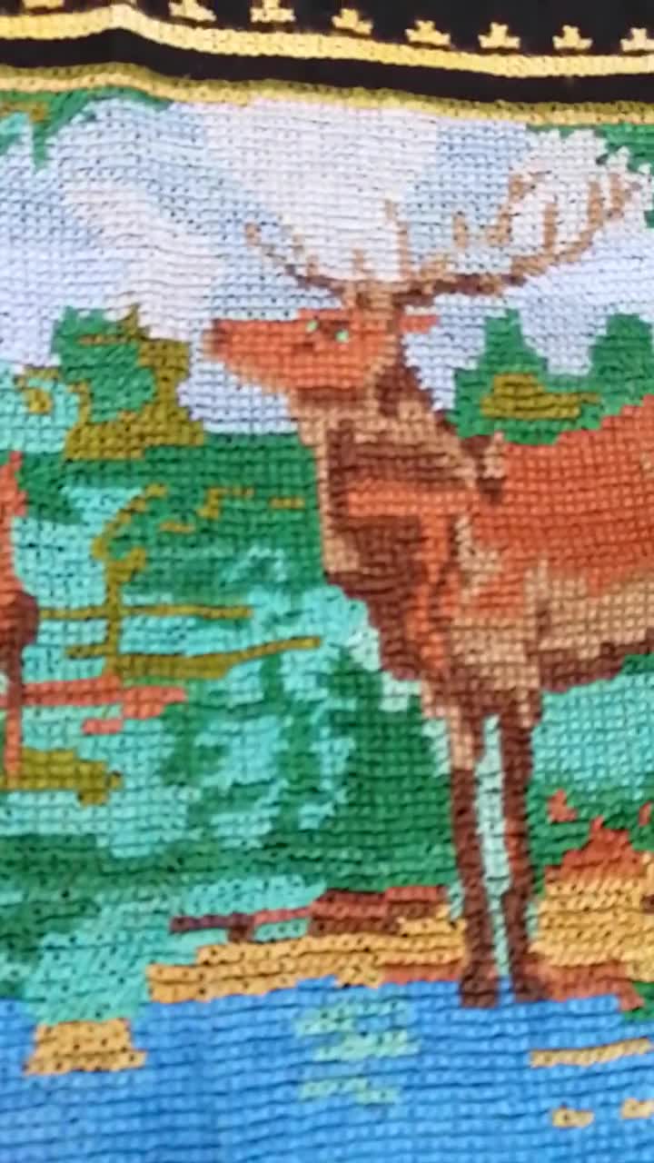 ヴィンテージ刺繍絵画、手作りウクライナタペストリー、ヴィンテージ