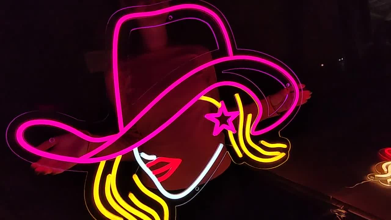Chapeau De Cowboy Enseigne Au Néon Décoration Murale Pour