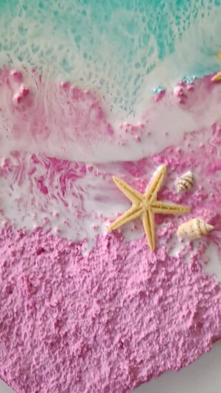 レジンアート(Pink Ocean・Frame type・690×290) Pink Ocean Wave and Blossoms Asian Art - Fixed Kits - Paint By