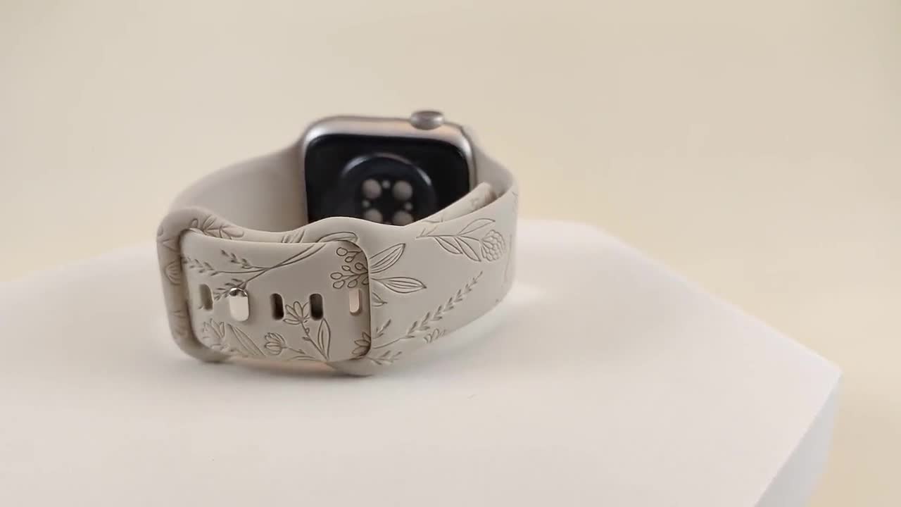 Engraved LV Silicone Apple Watch Band 38/40/41 / White