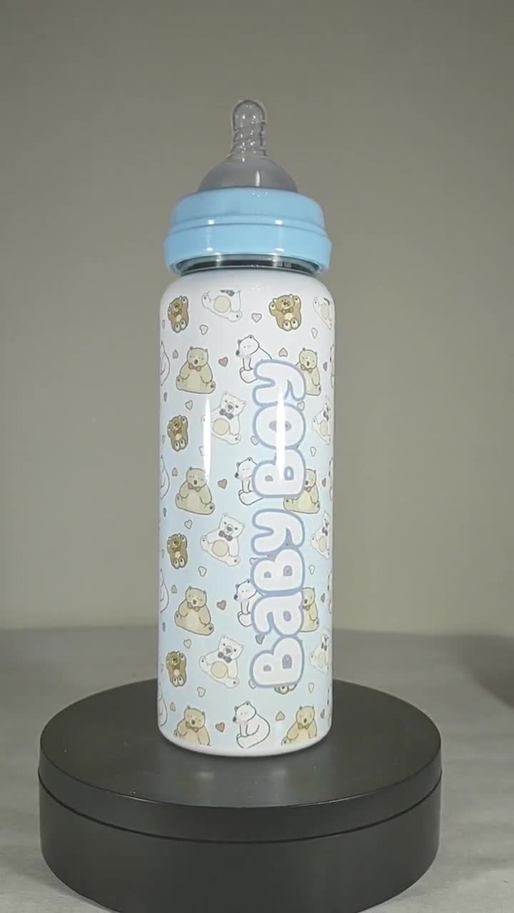 8oz Sublimation Baby Bottle/Stainless Steel Tumbler (Pink or Light Blue  Handle)