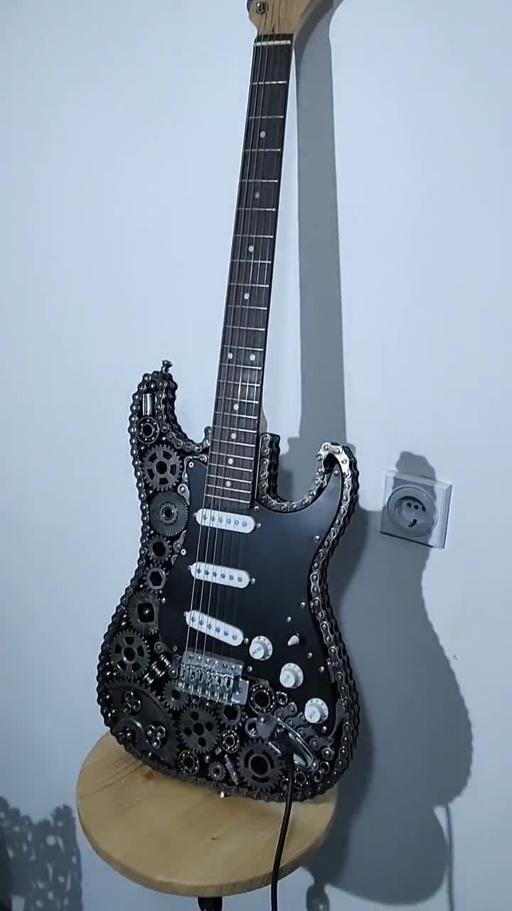 Glossy Acrylic- Black & White Electric Guitar – The Silver Strawberry