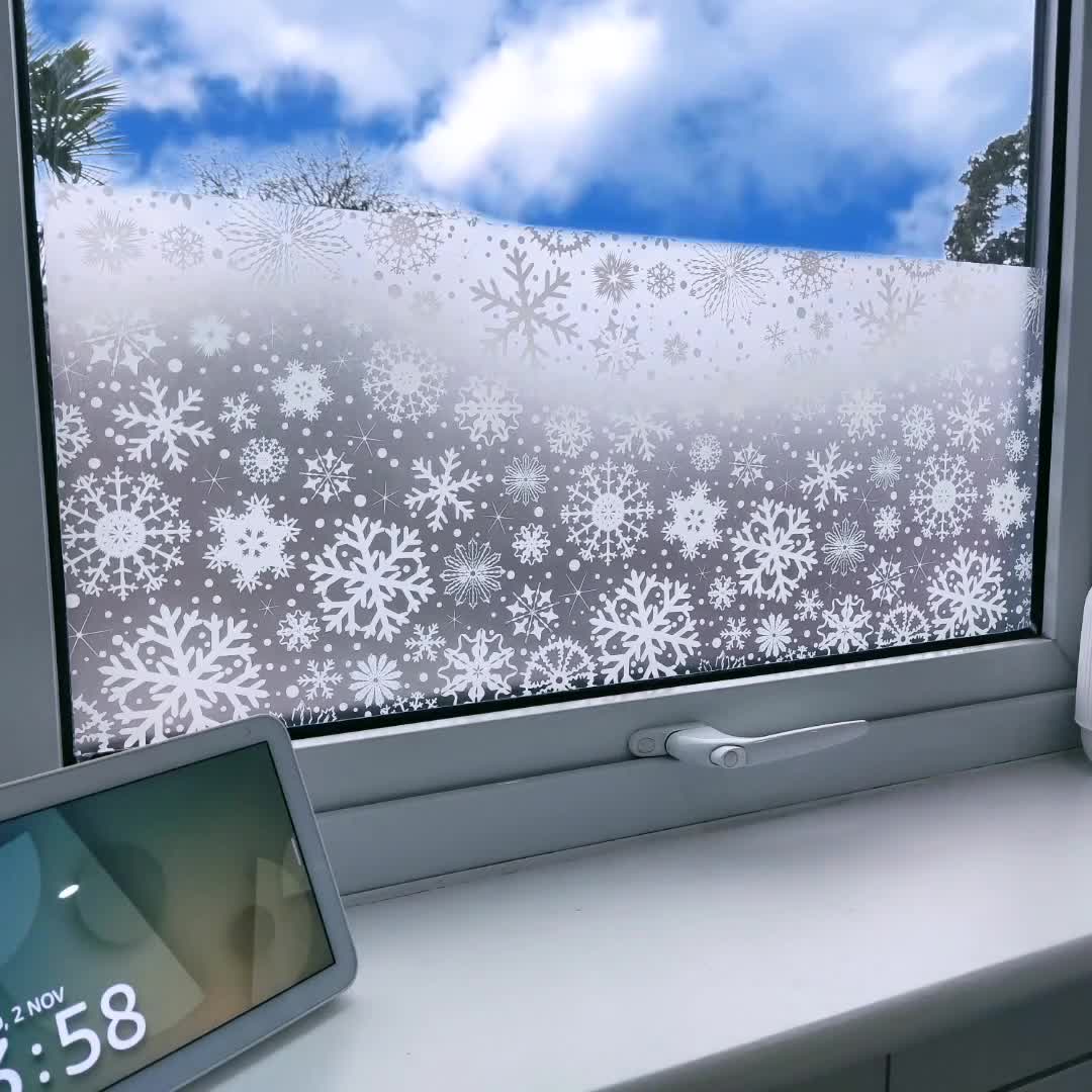 Niviy Christmas Snowflake Window Film - Frosted Privacy Decal, UV Blocking Static Cling (17.7" X 78.7")