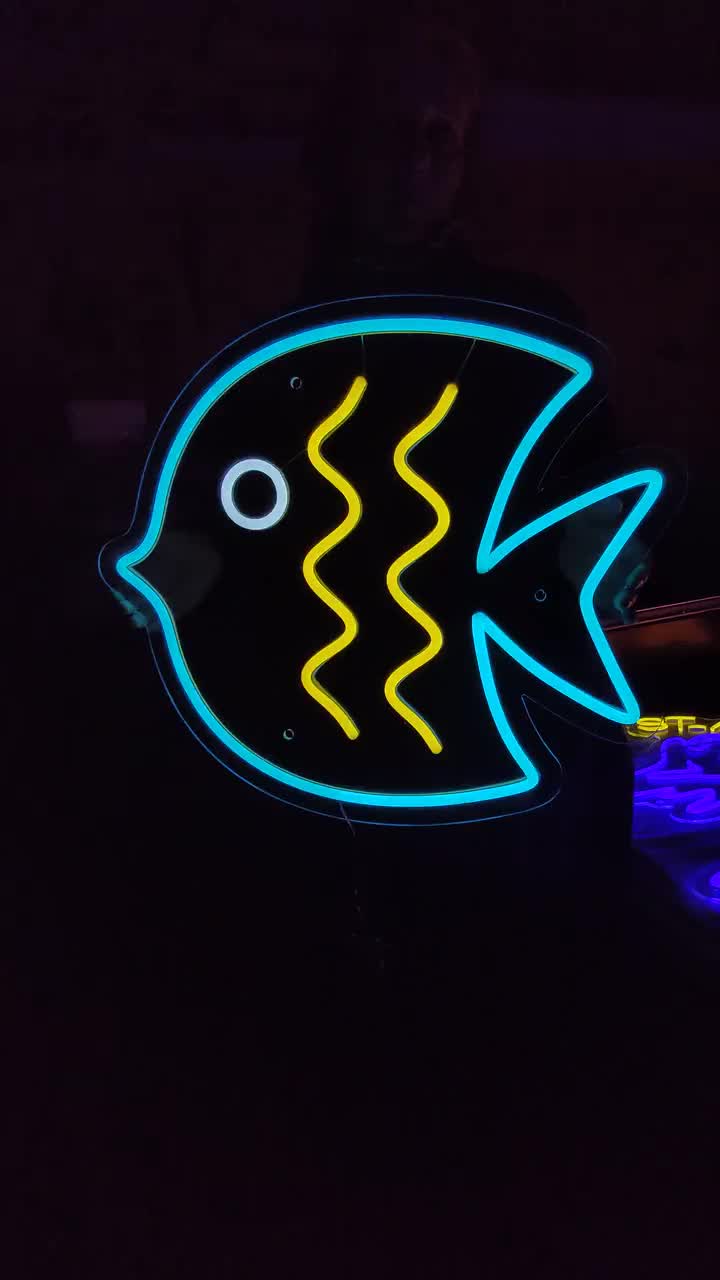 魚のネオンサイン、熱帯魚のLEDサイン、ペットショップの装飾用LED