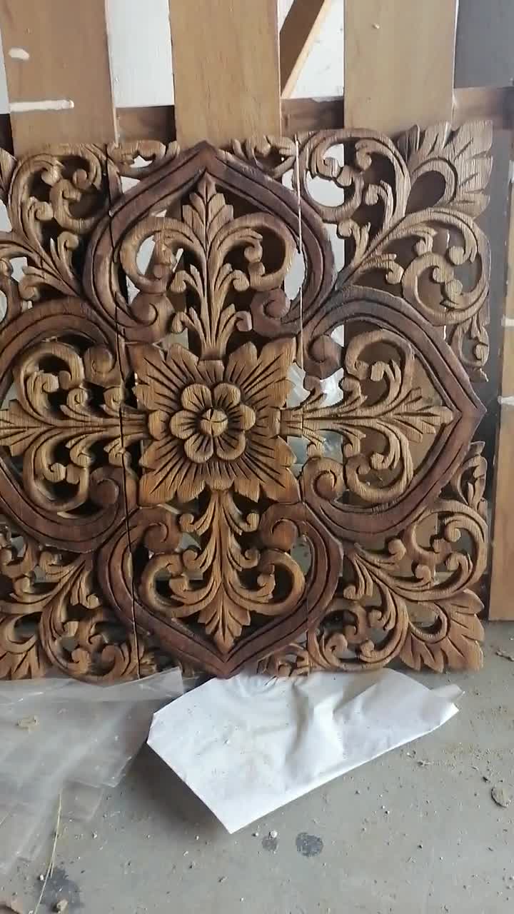 UNIQUE INTRICATELY HAND CARVED ORNATE WOOD HANGER 30” LONG (ROD