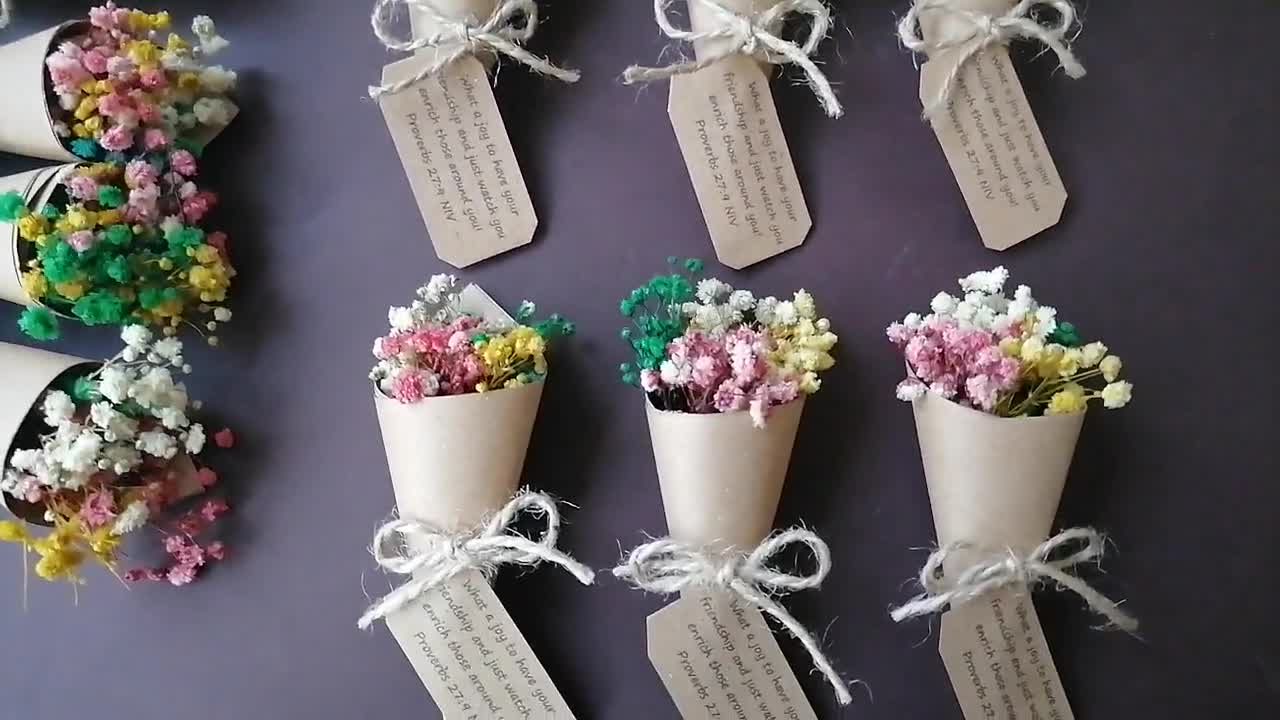 Magnet Favors Bouquet Mini, Boho Dry Flower Bouquet Favors for