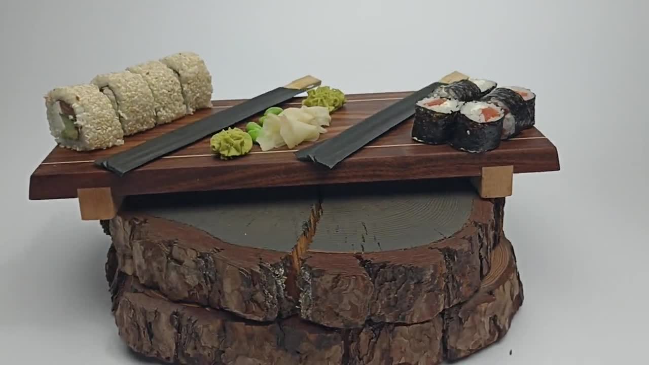 Sushi Board, Serving Board, Serving Tray, Sushi Plate, Walnut Wooden Plate,  Anniversary Gift 