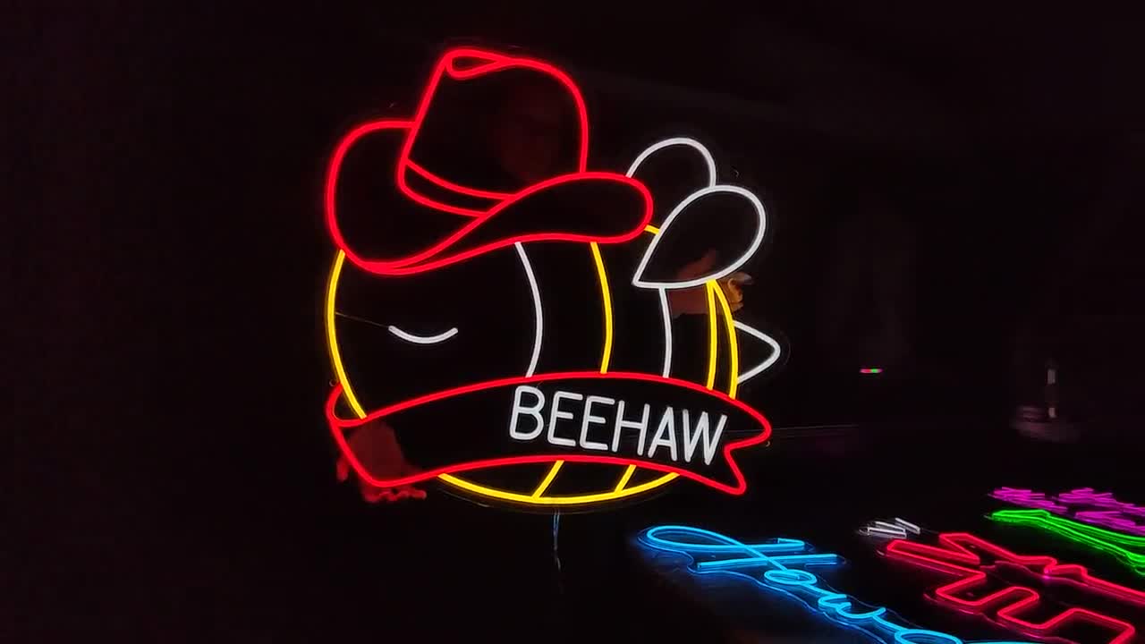 Insegna Luminosa A LED A Forma Di Ape E Miele - Luce Al Neon Per Parete, Regolabile, Telecomando, Decorazione Per Camera, Festa, Bar - 5