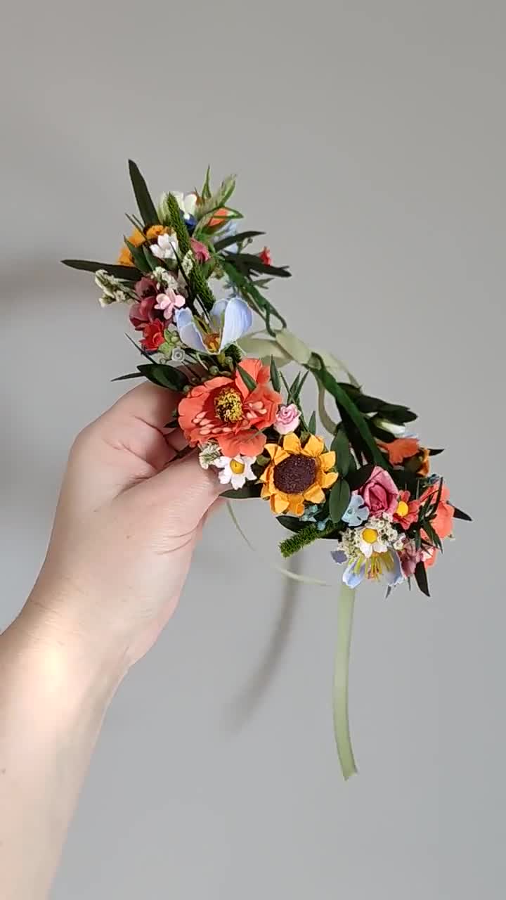 Meadowy Headpiece,crown Wildflowers,meadow Flower Hair Crown