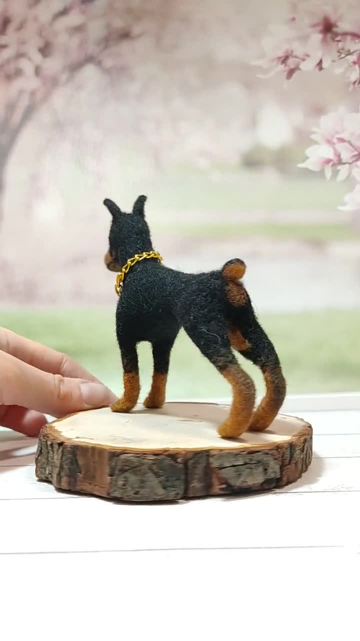 Needle felted Doberman puppy sculpture - DailyDoll Shop