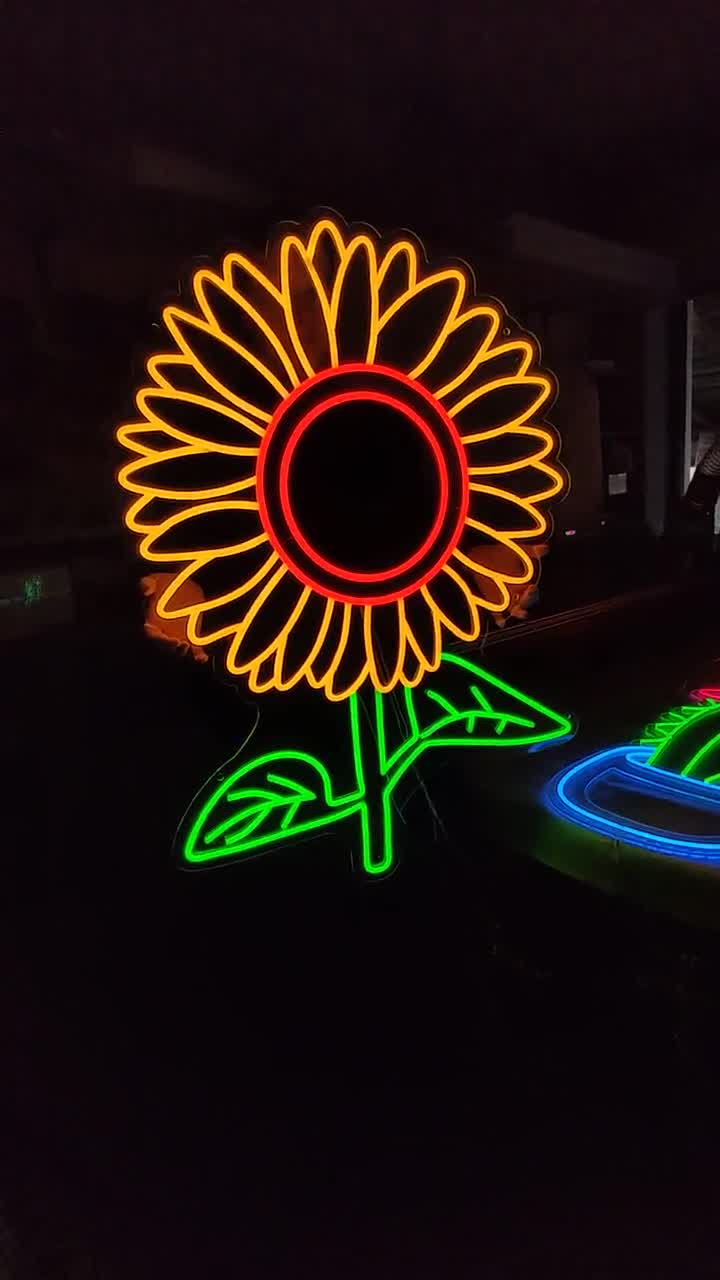 ひまわりのネオンサイン、植物のネオンライト、花のLEDライト