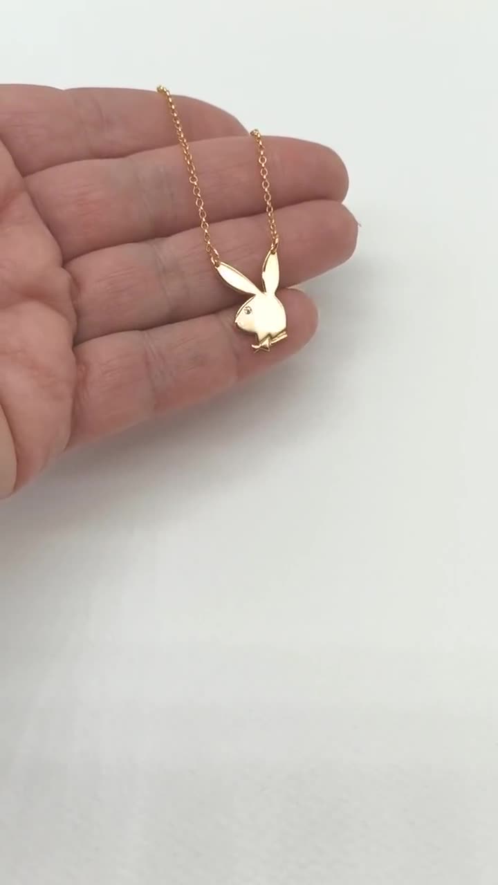 Buy 925 Sterling Silver Playboy Bunny Necklace White Gold Plated Layering  Necklace Handmade Online in India - Etsy
