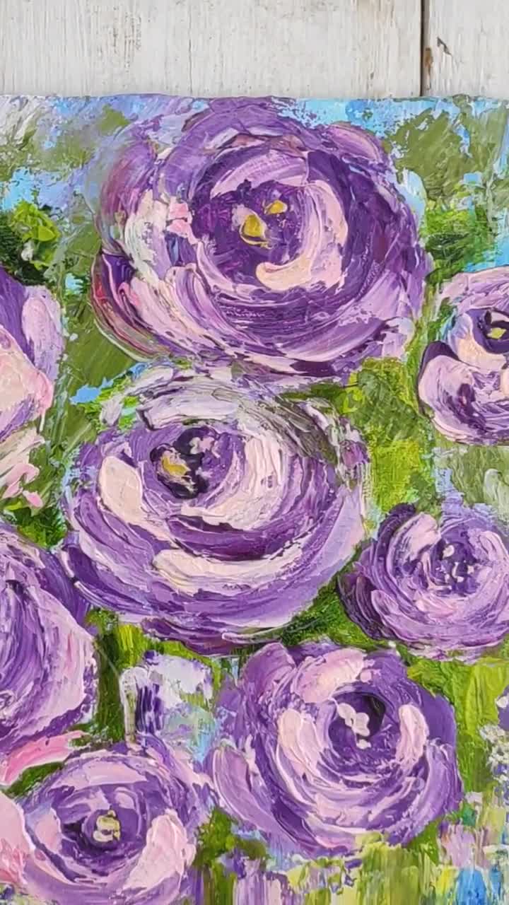 Pittura a olio di fiori, arte su tela, fiore dipinto ad olio, pittura a  spatola, arte della parete, pittura del caffè, piccola pittura astratta,  belle arti -  Italia