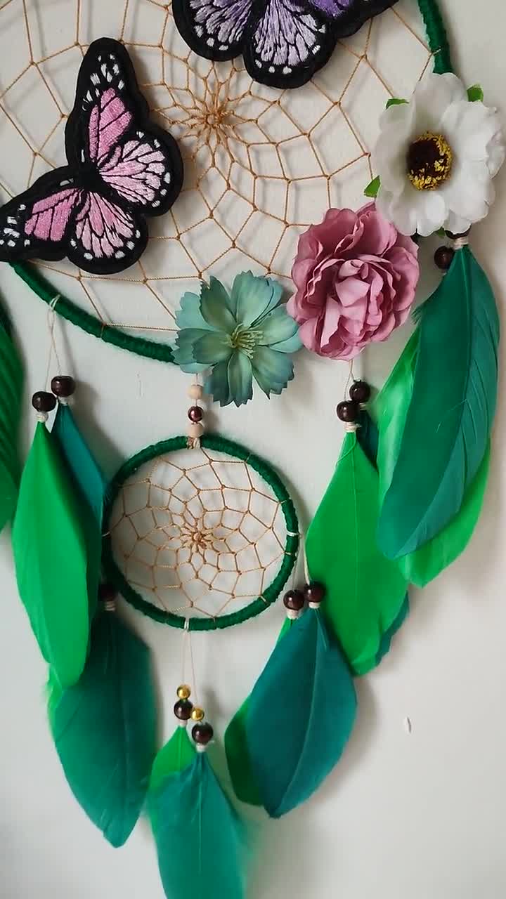 Cottegecore Green Dream Catcher Boho Dreamcatcher Cottege Core Wall  Hanging, Boho Butterfly Wall Decor 