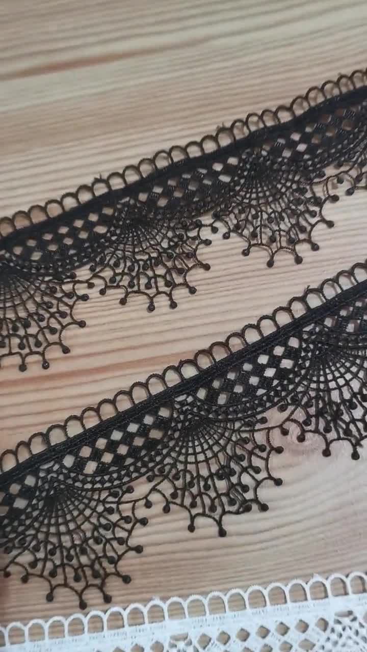 Black Venice Lace Trim by the Yard, 55 Mm Cobweb Spider Lace 