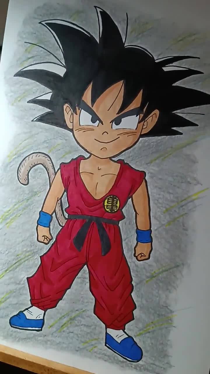 How to Draw Son Goku as a Child from Dragon Ball Z with Drawing Lesson |  How to Draw Step by Step Drawing Tutorials