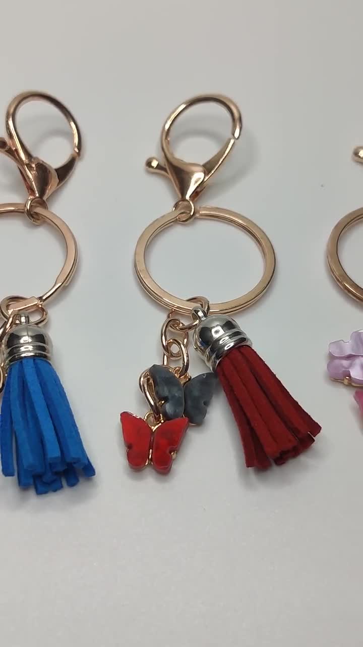 フリンジタッセル付きカラフルな蝶のキーホルダー - Etsy 日本