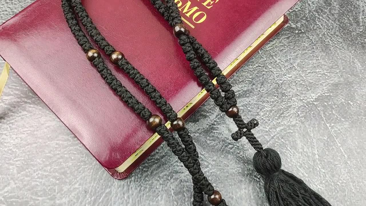Orthodox Prayer Rope 100/150 knots, Orthodox komboskini, Christian knotted  prayer rope, Black eastern rosary, Religious handmade gift
