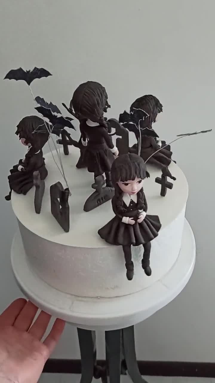 Fondant Wednesday Addams Cake Topper unofficial -  UK