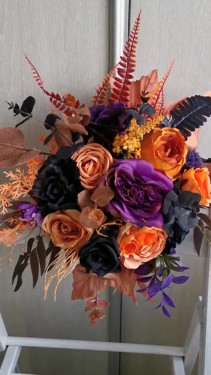 Dark Purple And Orange Wedding Flowers