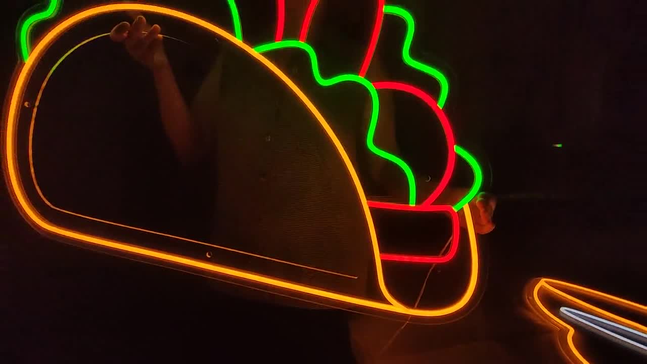 タコスのネオンサイン、タコスのLEDライト、メキシコのネオンライト