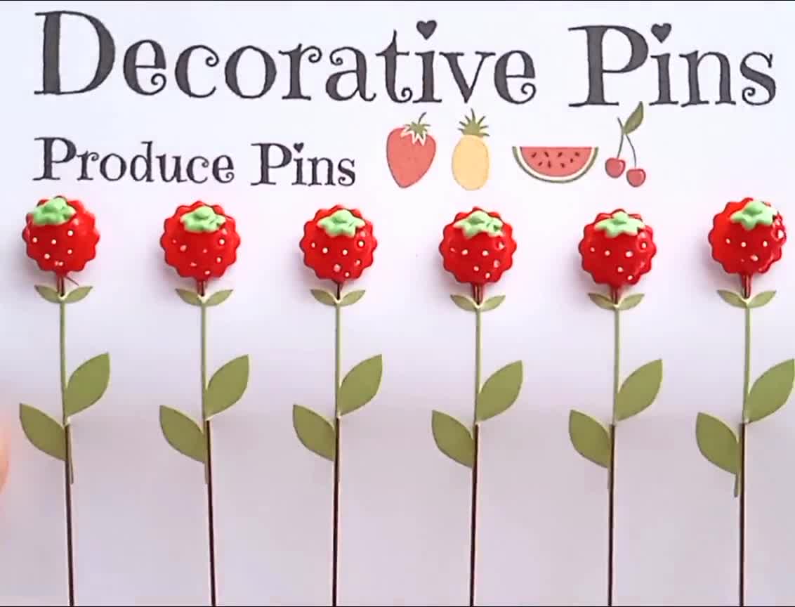 Strawberry Sewing Pins - Embellishment Pins - Gift for Quilters - Decorative  Pins - Scrapbooking Pins - Quilting Pins - Pincushion Pins
