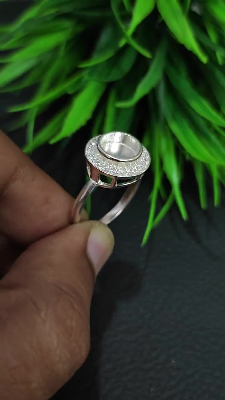 Anello In Argento Sterling Con Zirconi Cubici, Castone Rotondo Per - Foto 3