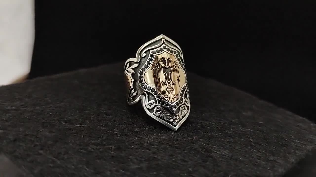 Zihgir Thumb Silver Ring , Silver Eagle Turkish Handmade