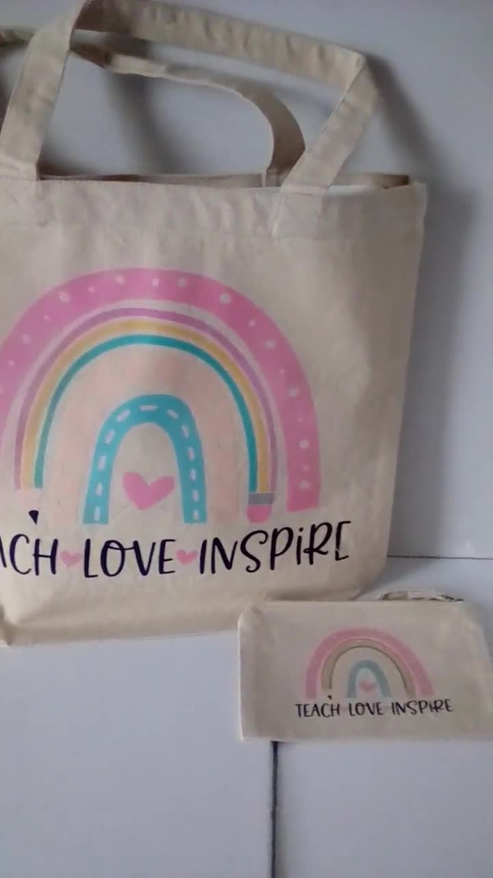 Saintrygo 4 Pack Teacher Canvas Tote Bags Teacher Appreciation Gifts  Supplies for Women Daycare Teachers (Teach Love Inspire)