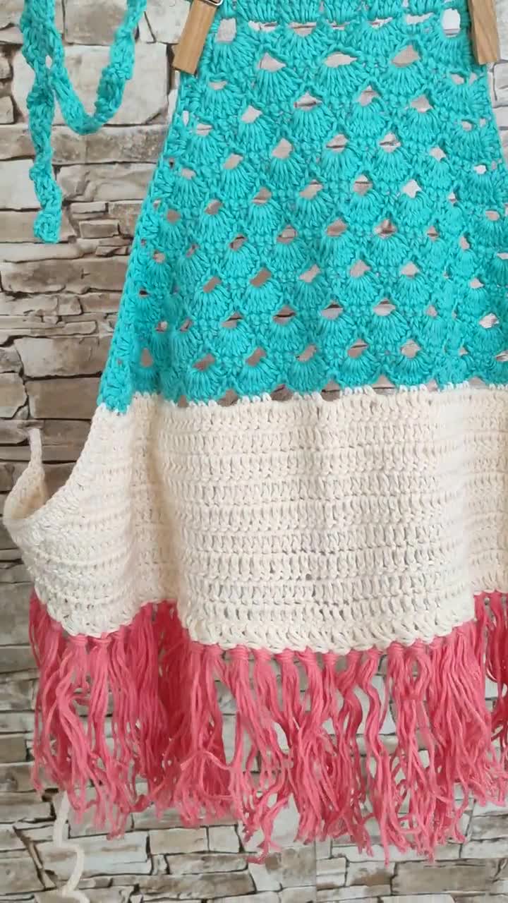Vibrant Crochet Toddler Top with Fringe: Elevate Photoshoot Magic with  Colorful Sea Wave, Ivory, and Coral Hues, Customizable for Your