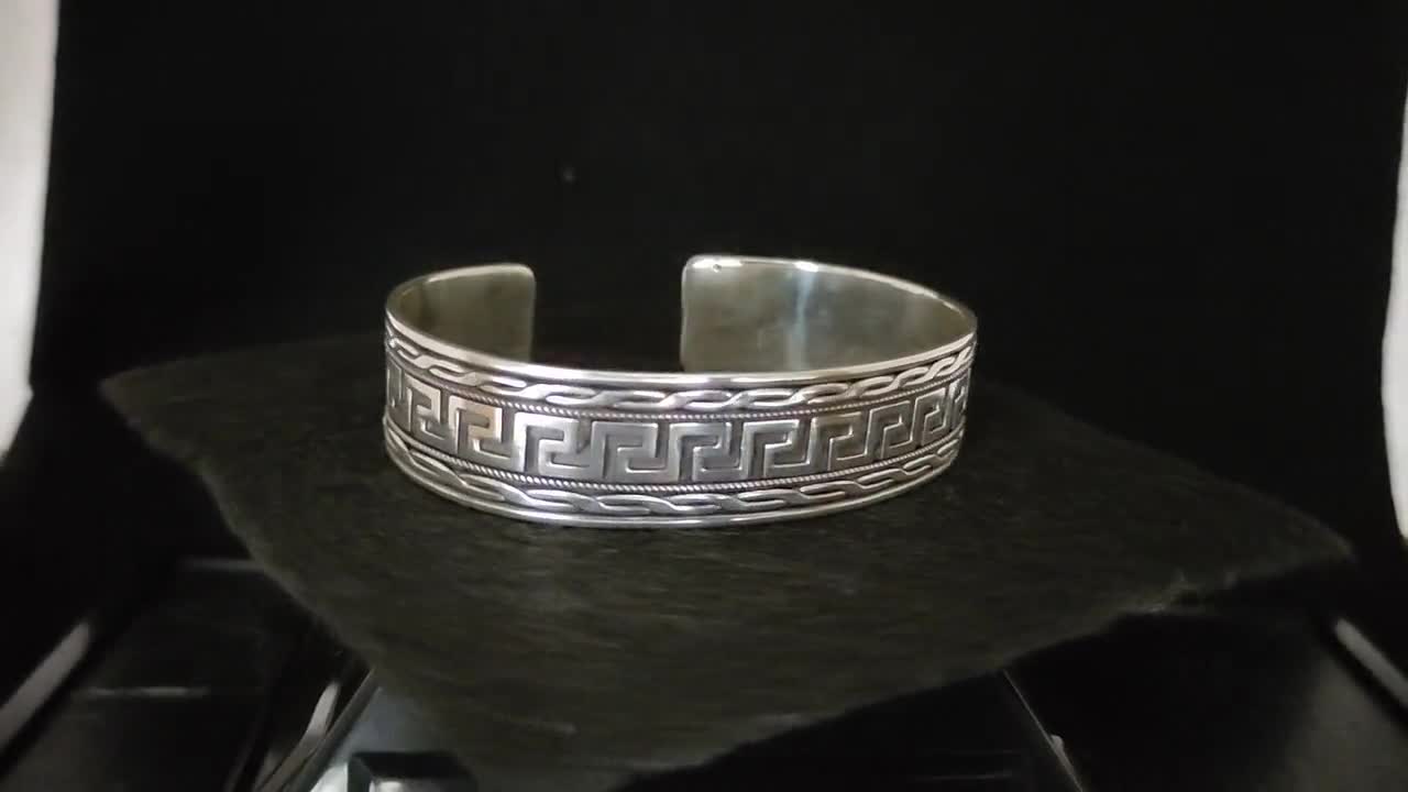 925スターリングシルバー 調節可能なギリシャ風デザインカフ