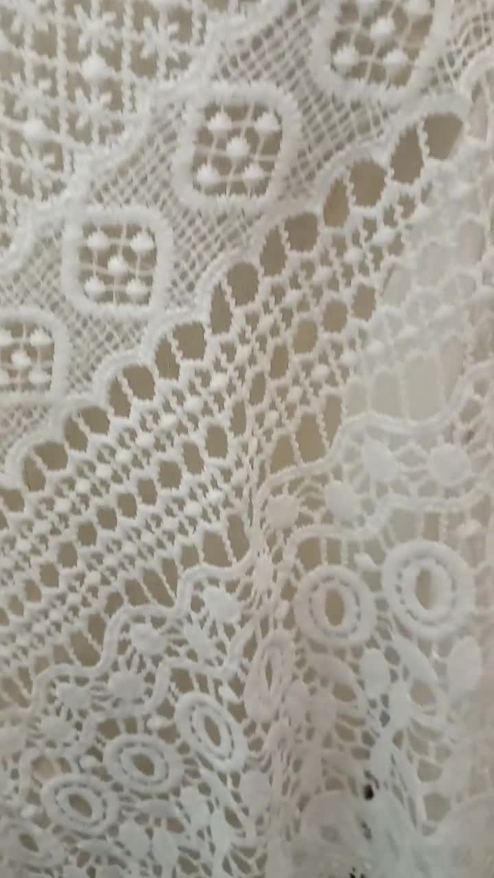 SALE Stripe Lace Fabric 6333 White, by the yard