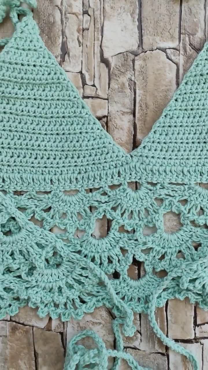 Crochet Bra Top Mermaid for Little Girls in Mint Photoshoot