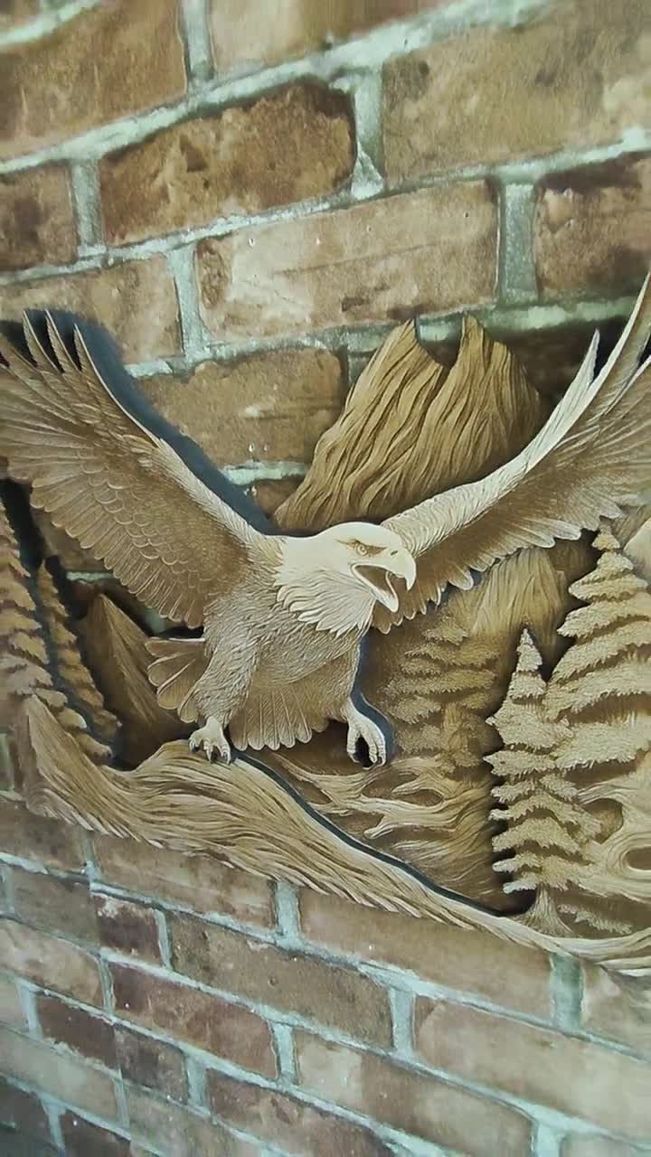 3D Multilayer Wooden Eagle Sculpture 5.25 newest x 4.75