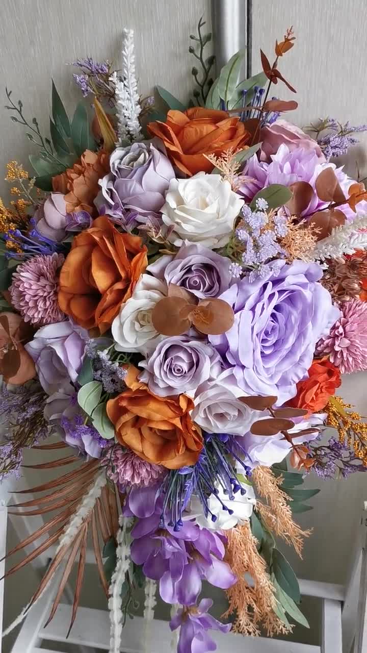 Purple Wedding Bouquet, Fall Boho Bouquet, Lilac Terracotta Flowers Bouquet  - Etsy, image size:720x1280