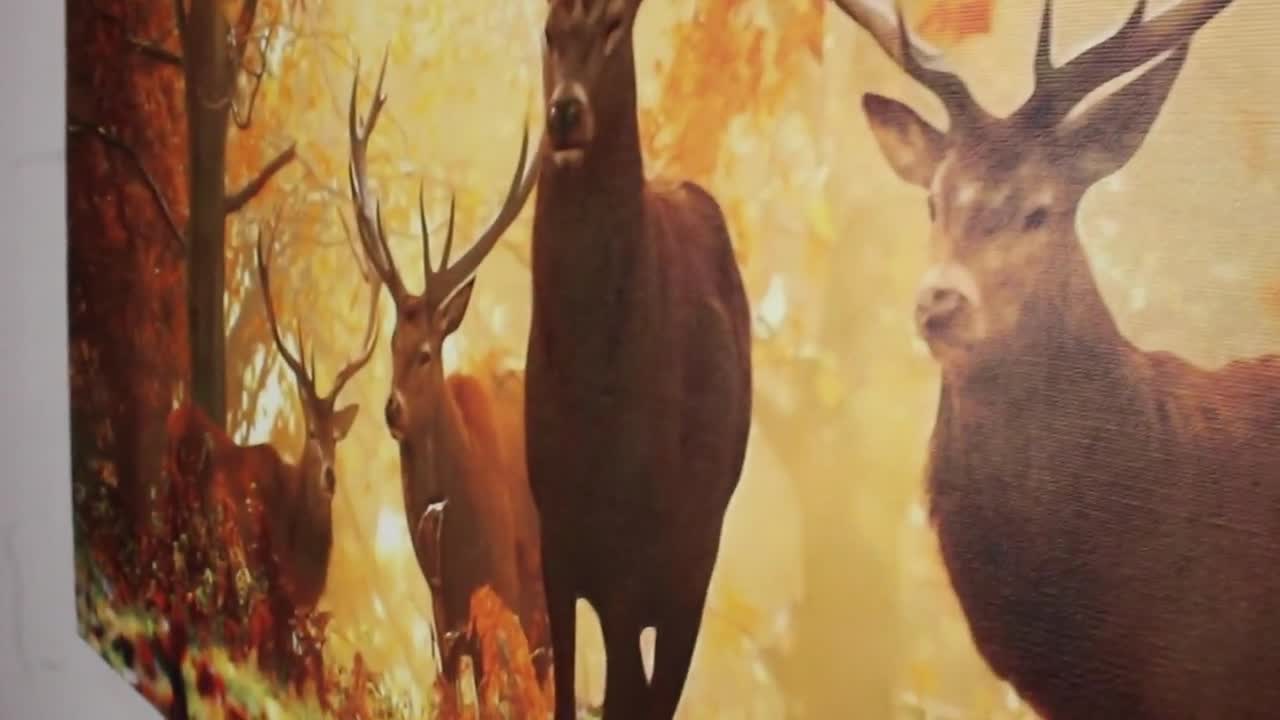 Deer Foggy Autumn Original Hand Painting 12x12 Canvas Wall Art Artwork  Decor*